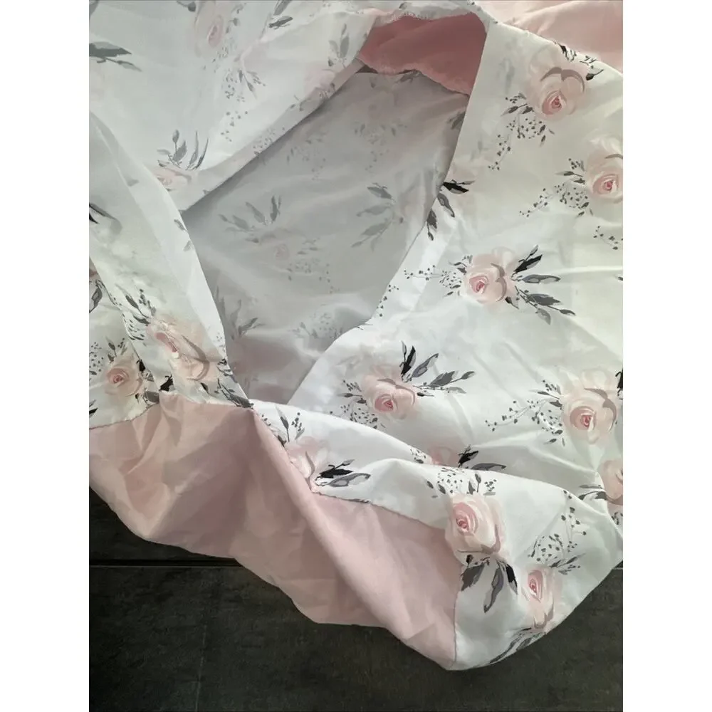 BEEWEED Floral Crib Blanket Comforter, Skirt, Diaper Holder, Bear Rug Pink Rose‎